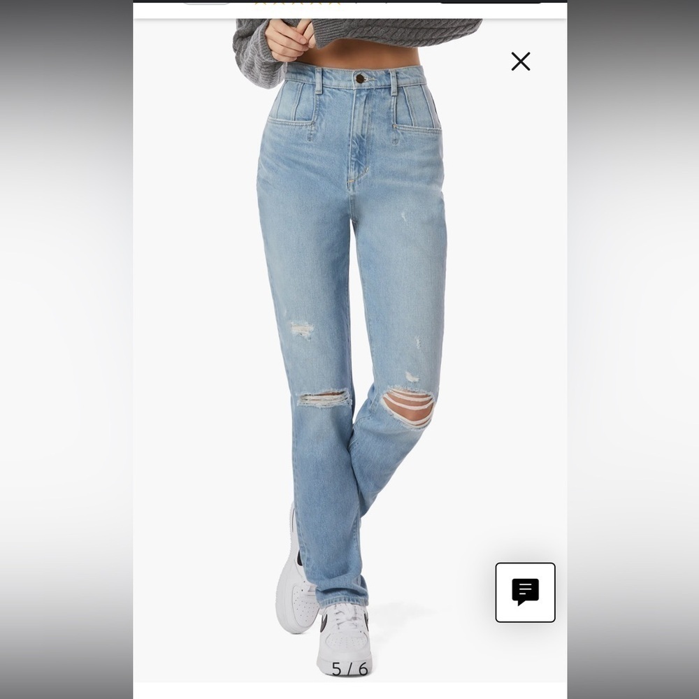 FAVORITE DAUGHTER NWT Jordie High Waist Distressed Straight Leg Jeans Size 24